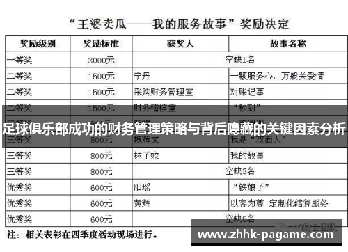 足球俱乐部成功的财务管理策略与背后隐藏的关键因素分析